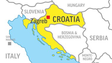 Hırvatistan Haritası. Dünya Haritasını Yakınlaştır. Vektör Stok Resimleri