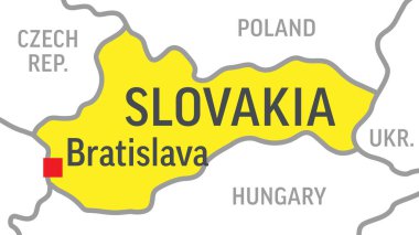 Slovakya Haritası. Dünya Haritasını Yakınlaştır. Vektör Stok Resimleri
