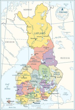Finlandiya Haritası - Yüksek Ayrıntılı Vektör ilüstrasyonu