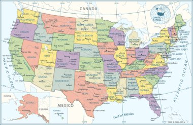 Birleşik Devletler Haritası - vektör illüstrasyonu
