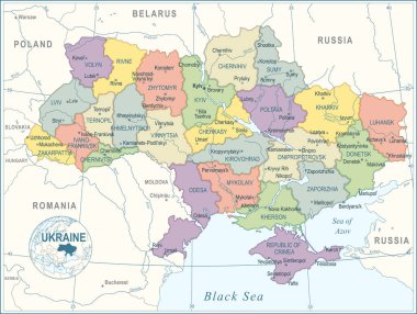 Ukrayna Haritası - Yüksek Ayrıntılı Vektör İllüstrasyonu