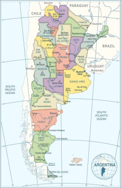 Arjantin haritası - çok detaylı vektör çizimi