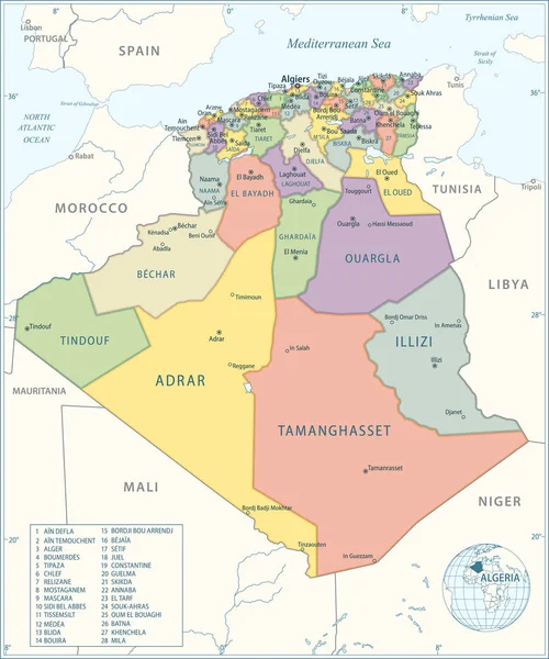 Mapa Argélia Ilustração Vetorial Altamente Detalhada —  Vetores de Stock