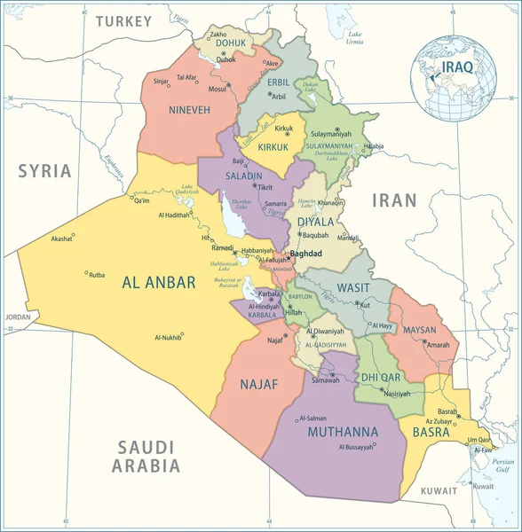 Mapa Iraq Ilustración Vectorial Altamente Detallada — Vector de stock