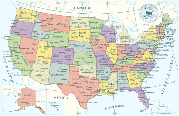 Karte Der Vereinigten Staaten Vektorillustration — Stockvektor