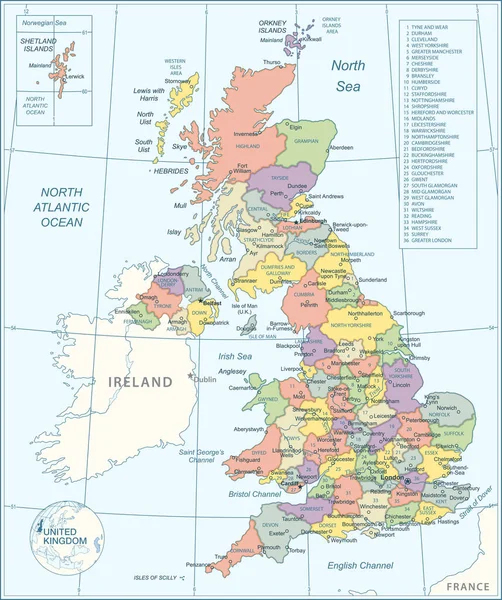Χάρτης Του Ηνωμένου Βασιλείου Εικονογράφηση Φορέας — Διανυσματικό Αρχείο