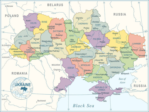Map of Ukraine - High Detailed Vector Illustration