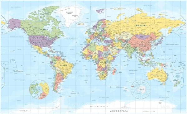 Mapa Del Mundo Ilustración Vectorial Altamente Detallada — Archivo Imágenes Vectoriales