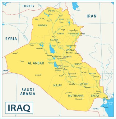 Irak Haritası - Çok Ayrıntılı Vektör illüstrasyonu