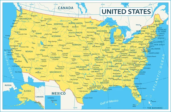 Birleşik Devletler Haritası Vektör Illüstrasyonu — Stok Vektör