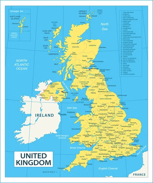 Térkép Egyesült Királyság Vektor Illusztráció — Stock Vector