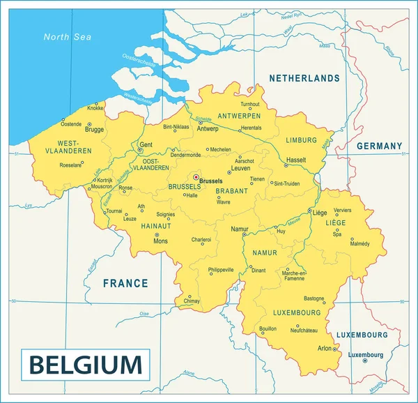 stock vector Map of Belgium - high details vector illustration