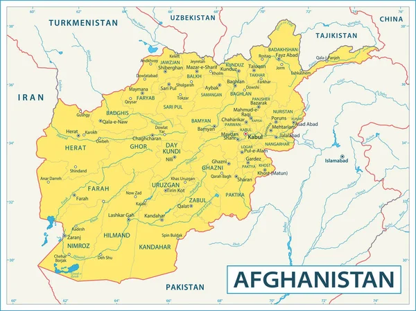 Mapa Afganistán Ilustración Vectorial Altamente Detallada — Vector de stock