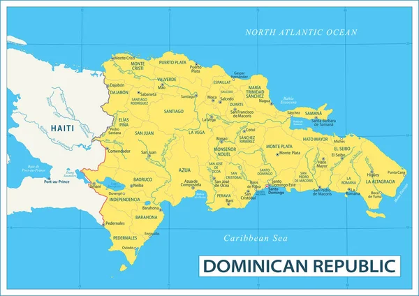 Mapa República Dominicana Ilustración Vectorial Altamente Detallada — Vector de stock