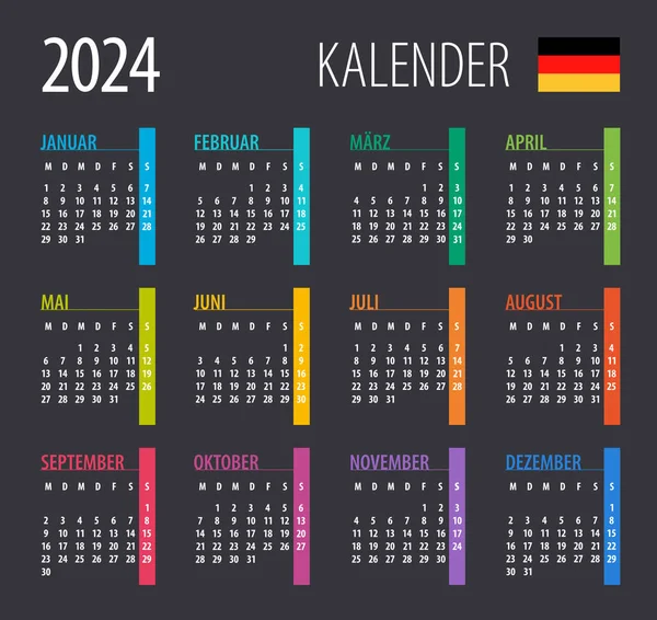 2024 Kalendář Ilustrace Šablona Vysmívej Německá Verze — Stockový vektor