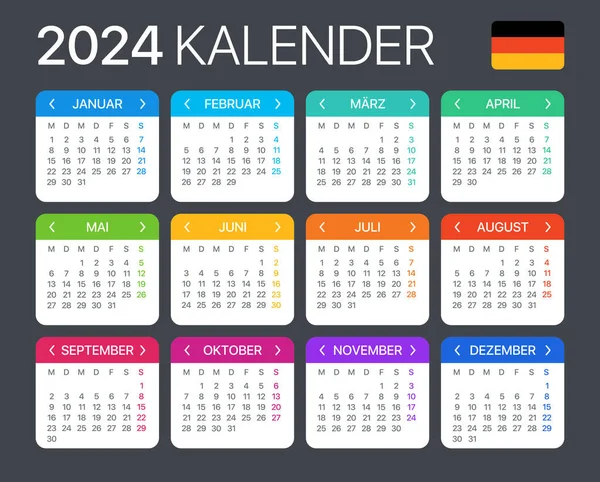 2024 Kalendář Vektorová Grafická Ilustrace Německá Verze — Stockový vektor