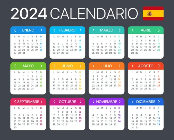 2024 Calendar Vector Template Graphic Illustration Spanish Version — стоковий вектор