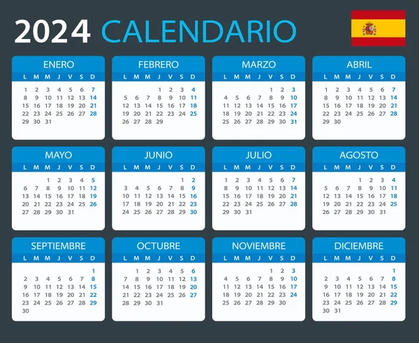 stock vector 2024 Calendar - vector template graphic illustration - Spanish Version