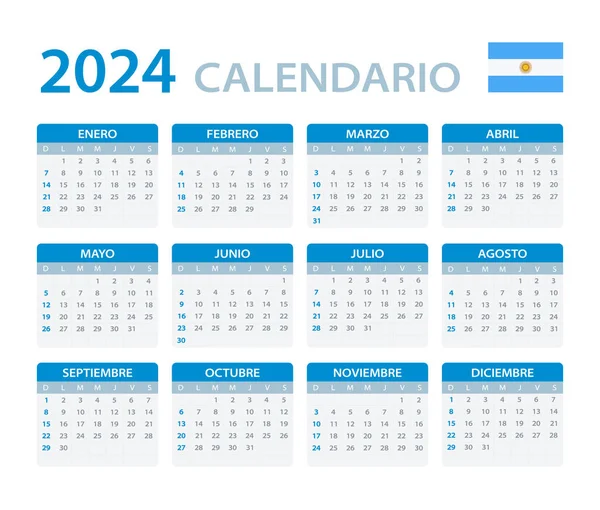 Farbvektorschablone 2024 Kalender Argentinische Version — Stockvektor