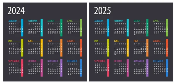 2024 2025 Calendário Ilustração Modelo Faz Asneira — Vetor de Stock