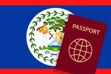 Belize Pasaportu. Belizean Bayrak Arkaplan Vektörü