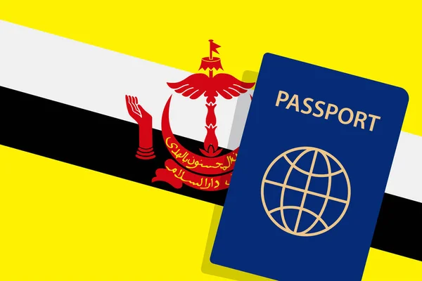 Passaporte Brunei Brunei Bandeira Fundo Vector — Vetor de Stock
