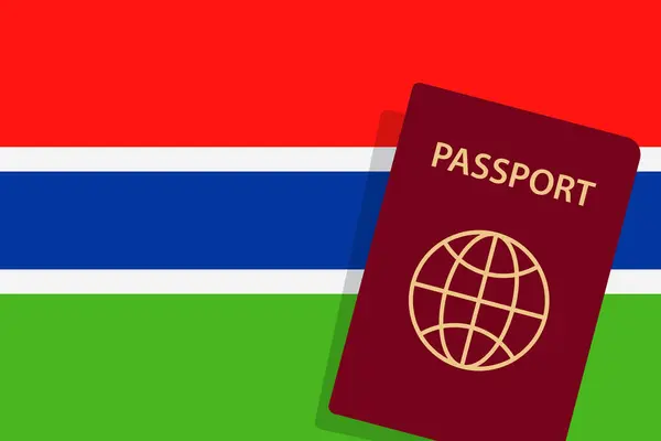 Passaporte Gâmbia Bandeira Gâmbia Vetor Fundo — Vetor de Stock