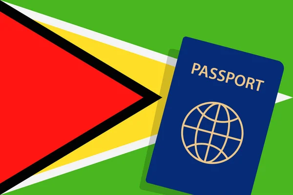 Passaporte Guiana Guiana Bandeira Fundo Vector — Vetor de Stock