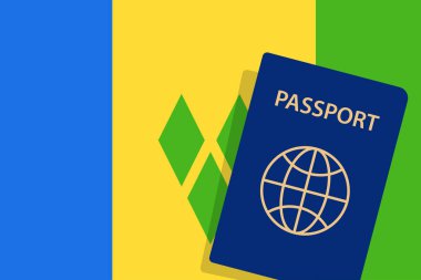 Saint Vincent ve Grenadines Pasaportu. Saint Vincent ve Grenadines Bayrak Arkaplanı. Vektör