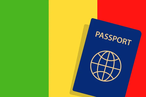 Passaporte Mali Mali Bandeira Fundo Vector — Vetor de Stock