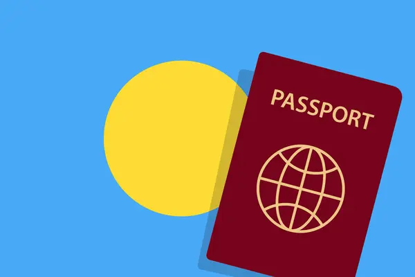 Pasaporte Palau Palau Bandera Vector Fondo — Vector de stock