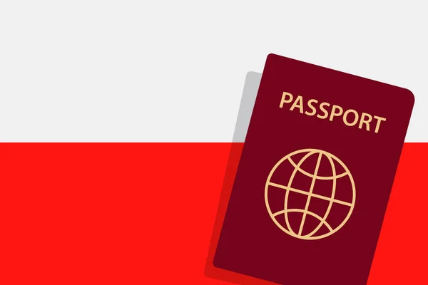 Passaporte Polónia Polónia Bandeira Fundo Vector — Vetor de Stock