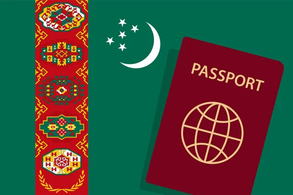 トルクメニスタン パスポート トルクメニスタン ベクター — ストックベクタ
