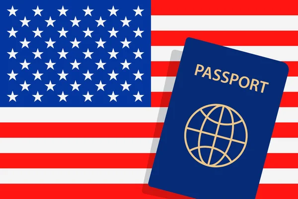 Cestovní Pas Spojených Států Pozadí Americké Vlajky Vektor — Stockový vektor