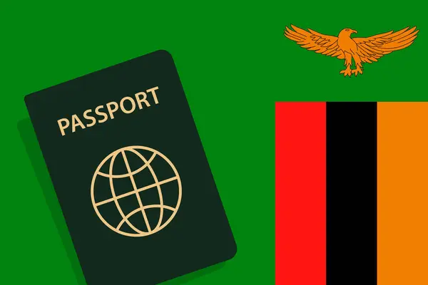 Passaporte Zâmbia Bandeira Zâmbia Vetor Fundo — Vetor de Stock