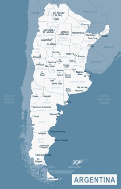 Arjantin haritası. Arjantin Haritasının Detaylı Vektör İllüzyonu. Stok Şablonu