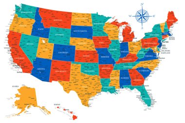 Dünya Haritası - Dünyanın Yüksek Detaylı Vektör Haritası. Yazdırma Posterleri için ideal