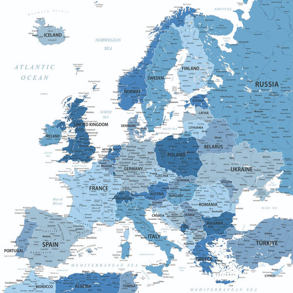 Europe - Highly Detailed Vector Map of the Europe. Ideally for the Print Posters
