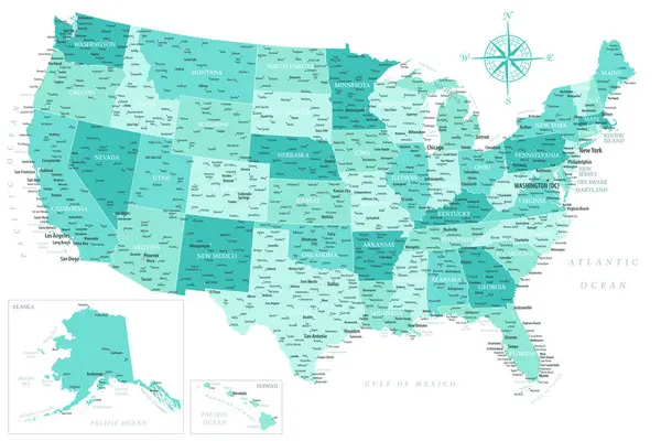 Stati Uniti Mappa Vettoriale Altamente Dettagliata Degli Stati Uniti Idealmente Illustrazioni Stock Royalty Free