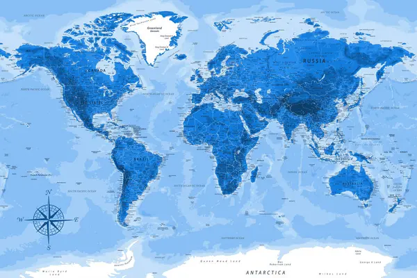 ワールドマップ 世界の詳細なベクターマップ 印刷ポスターのための理想的な ロイヤリティフリーのストックイラスト