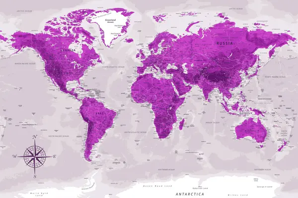 Dünya Haritası Dünyanın Yüksek Detaylı Vektör Haritası Yazdırma Posterleri Için Vektör Grafikler
