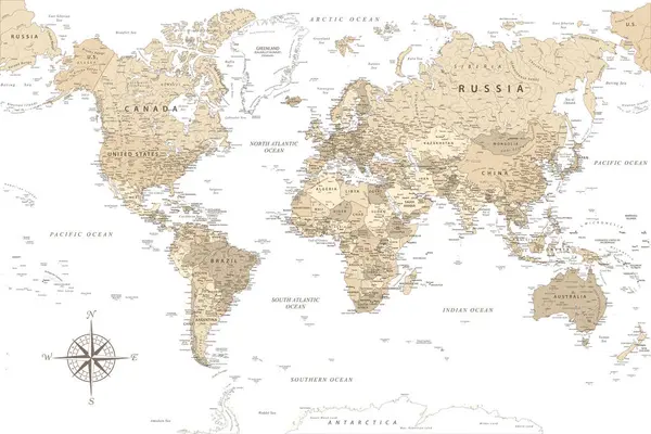 Dünya Haritası - Dünyanın Yüksek Detaylı Vektör Haritası. Yazdırma Posterleri için ideal