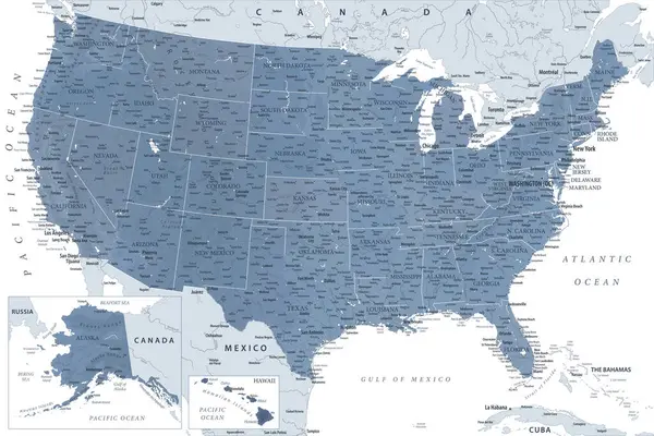 Birleşik Devletler Abd Nin Yüksek Detaylı Vektör Haritası Yazdırma Posterleri Telifsiz Stok Vektörler