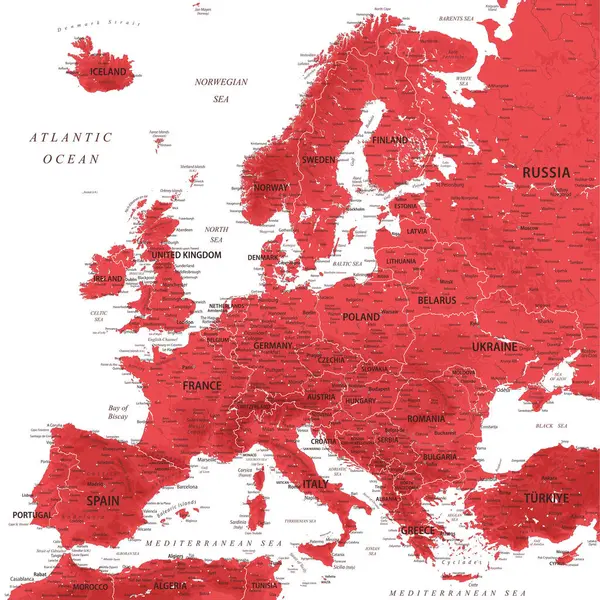 Europa Mappa Vettoriale Dell Europa Altamente Dettagliata Idealmente Manifesti Stampa Grafiche Vettoriali