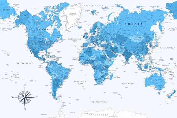 Dünya Haritası Dünyanın Yüksek Detaylı Vektör Haritası Yazdırma Posterleri Için Vektör Grafikler