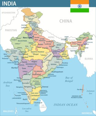Hindistan Harita Vektörü Yeni 2024 Hindistan 'ın özelleştirilebilir politik haritası web sitesi, eğitim, raporlar, haberler, haberler, politika, baskı, poster ve duvar kağıdı için idari bölümler