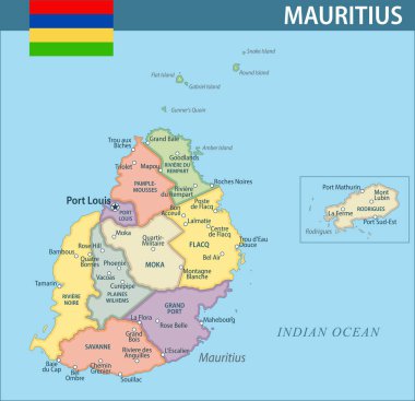 Mauritius Harita Vektörü Yeni 2024 Renkli - Mauritius 'un idari bölümleri web sitesi, eğitim, raporlar, haberler, haberler, politika, baskı, poster ve duvar kağıdı ile özelleştirilebilir politik haritası