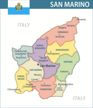 San Marino Harita Vektörü Yeni 2024 Özelleştirilebilir San Marino politik haritası web sitesi, eğitim, raporlar, haberler, haberler, politika, baskı, poster ve duvar kağıdı