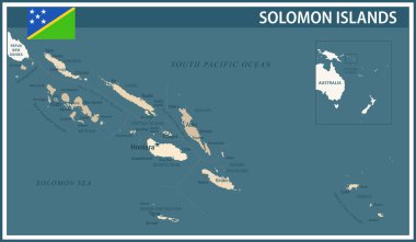 Solomon Adaları Haritası Koyu Mavi Bej - Solomon Adalarının özelleştirilebilir politik haritası web sitesi, eğitim, haberler, haberler, politika, baskı, poster bölümleri