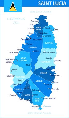 Saint Lucia Harita Vektörü Mavi Leke - Saint Lucia 'nın özelleştirilebilir politik haritası web sitesi, eğitim, raporlar, haberler, haberler, politika, baskı, poster ve duvar kağıdı bölümleri